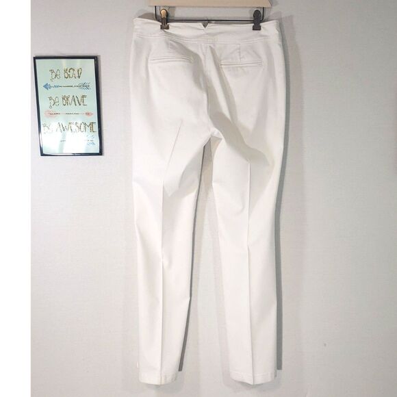 Ann Taylor White Semi-Stretch Side Zip Pockets Seamed Leg Slacks Size 8 - Picture 3 of 7